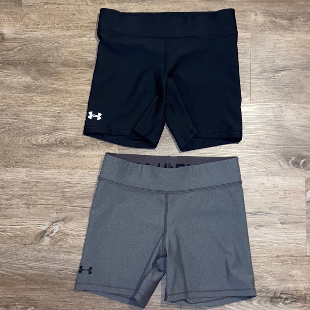 Under Armour Black and Gray Athletic Compression Shorts Duo